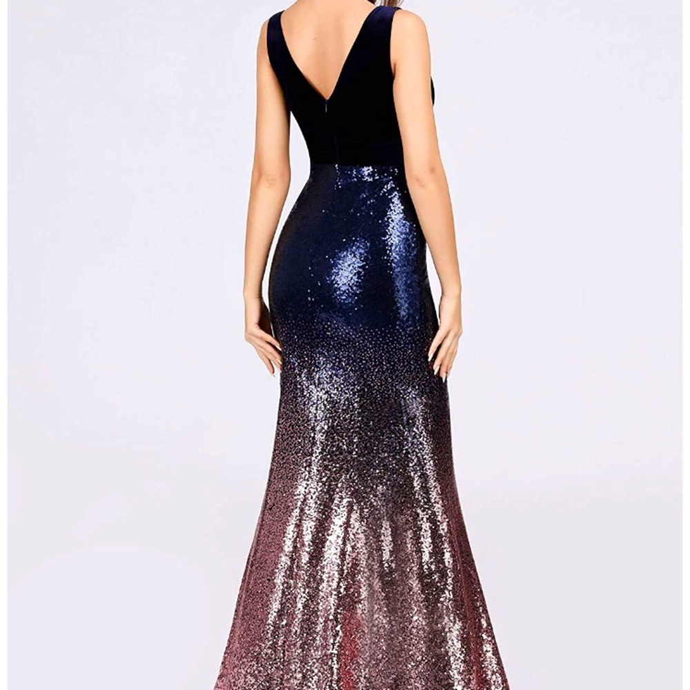 Navy & Pink sequin evening gown